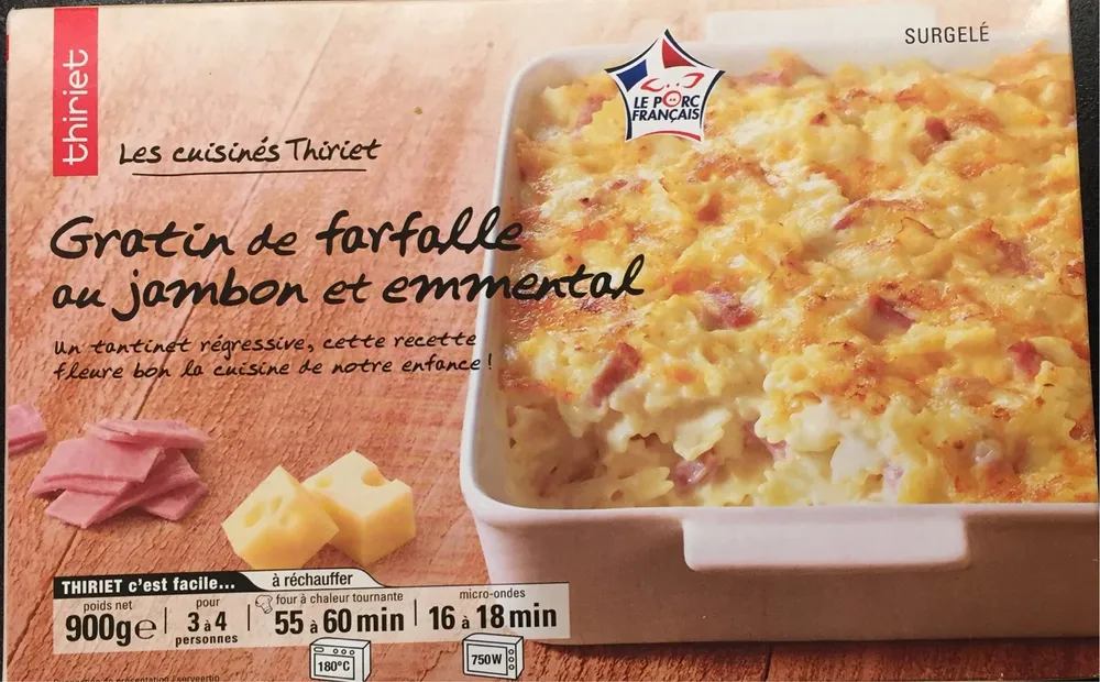 Gratin de farfalle au jambon et emmental