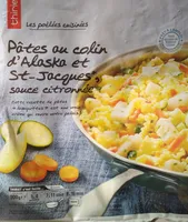 pâtes au colin d'Alaska et St Jacques sauce citronnée