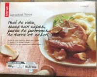 Pavé de veau, sauce aux cèpes, purée de pommes de terre et céleri