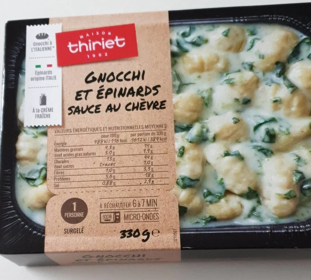 Gnocchi et épinards sauce au chèvre