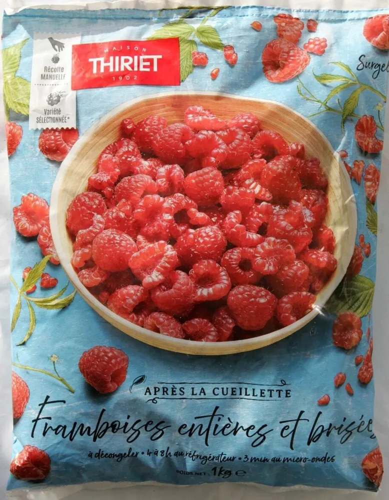 Framboises entières et brisées