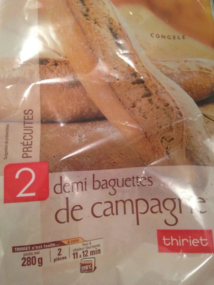 2 demi-baguettes de campagne précuites
