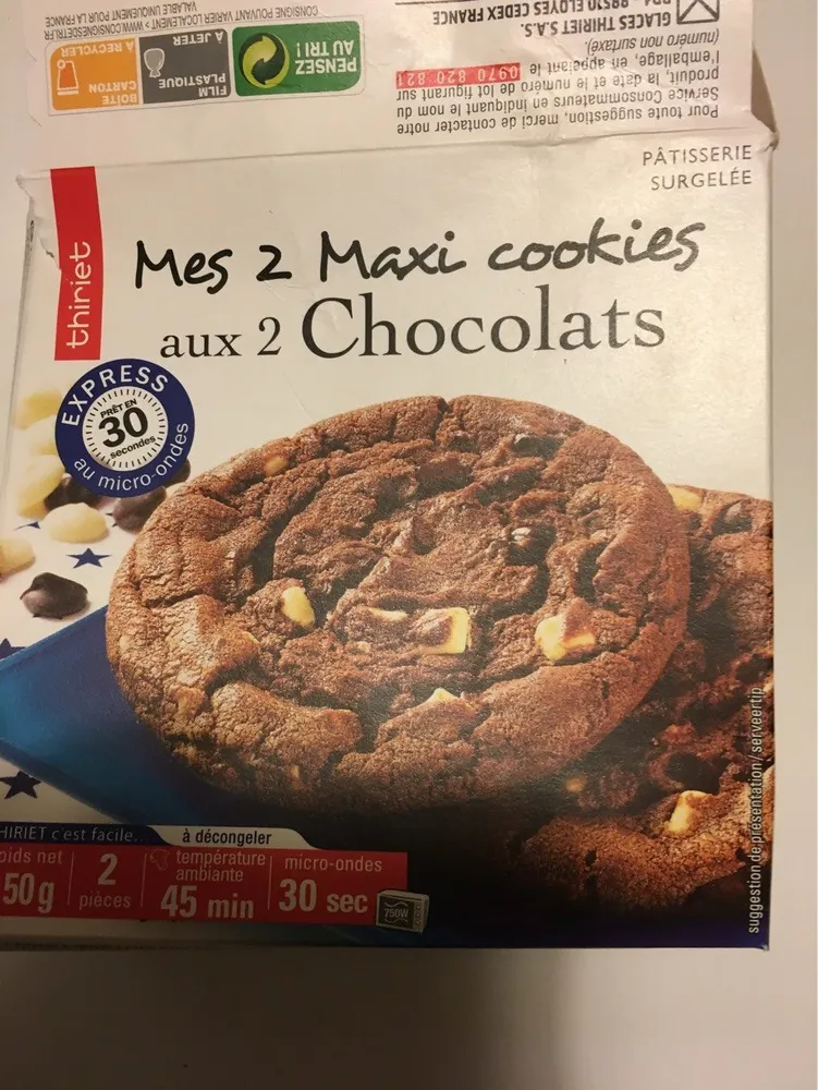 Mes 2 maxi cookies aux 2 chocolats