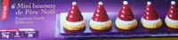 6 Mini bonnets de Père Noël