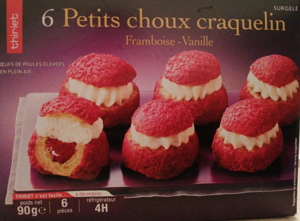 6 petits choux craquelins framboise-vanille
