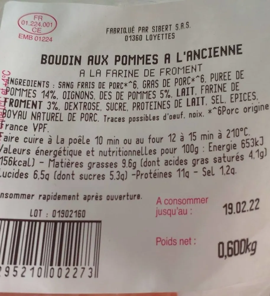 Boudin aux pommes à l'ancienne