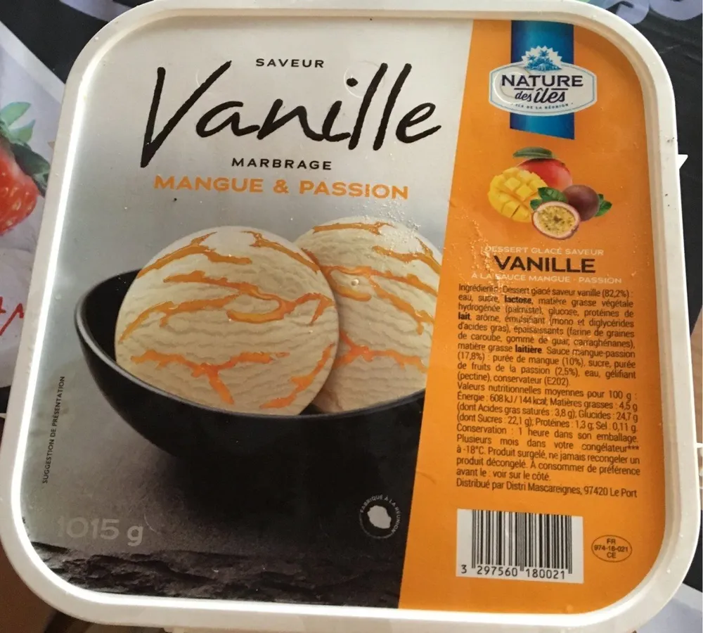 Glace vanille mangue passion