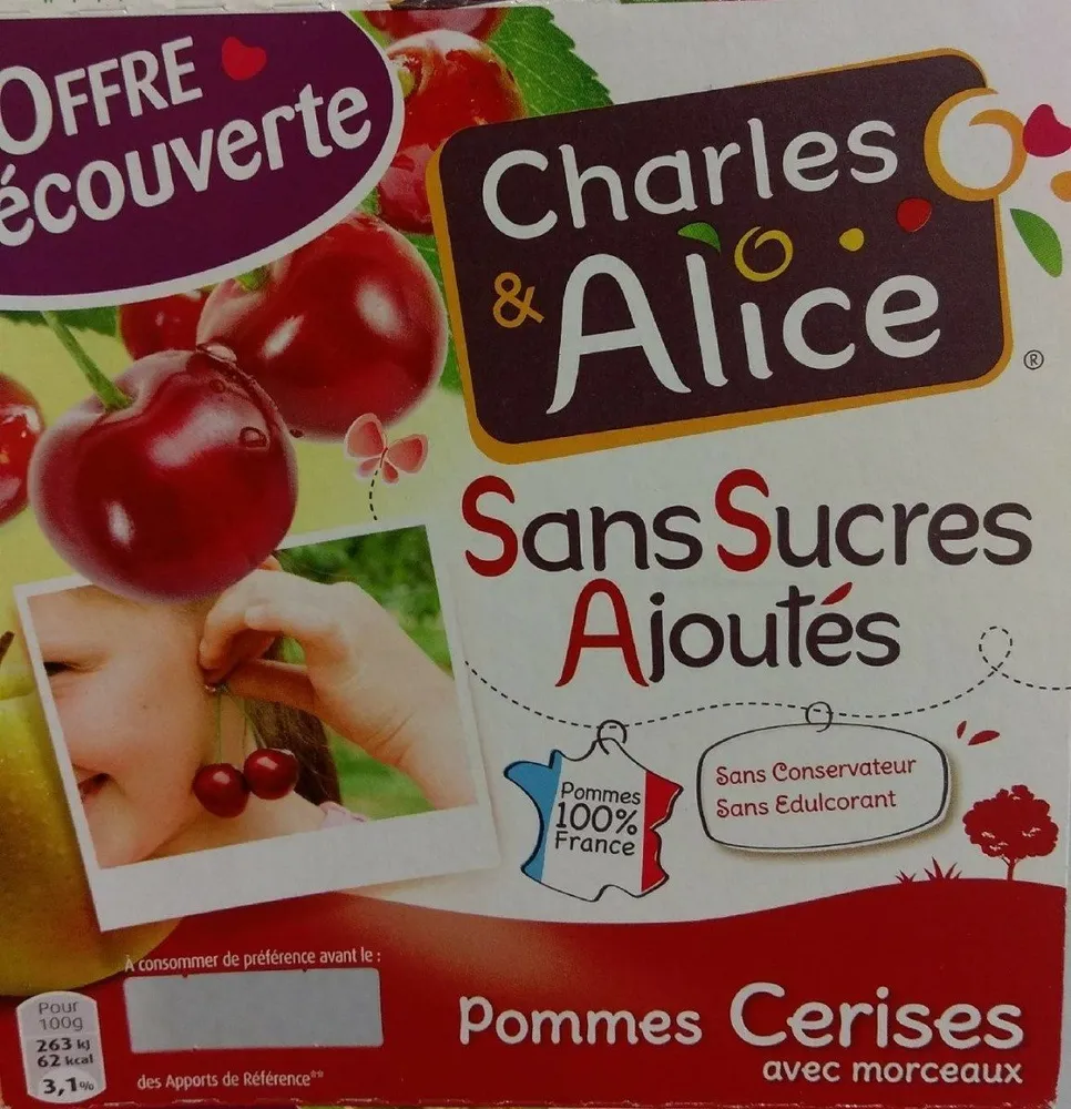 Compote Pommes -Cerises avec morceaux sans sucres ajoutés