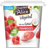 Yaourt végétal lait de coco framboises