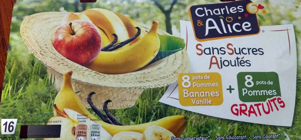 Compotes Pommes Bananes Vanille et Pommes Sans Sucres Ajoutés