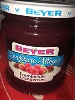 Confiture allégée framboises cranberries