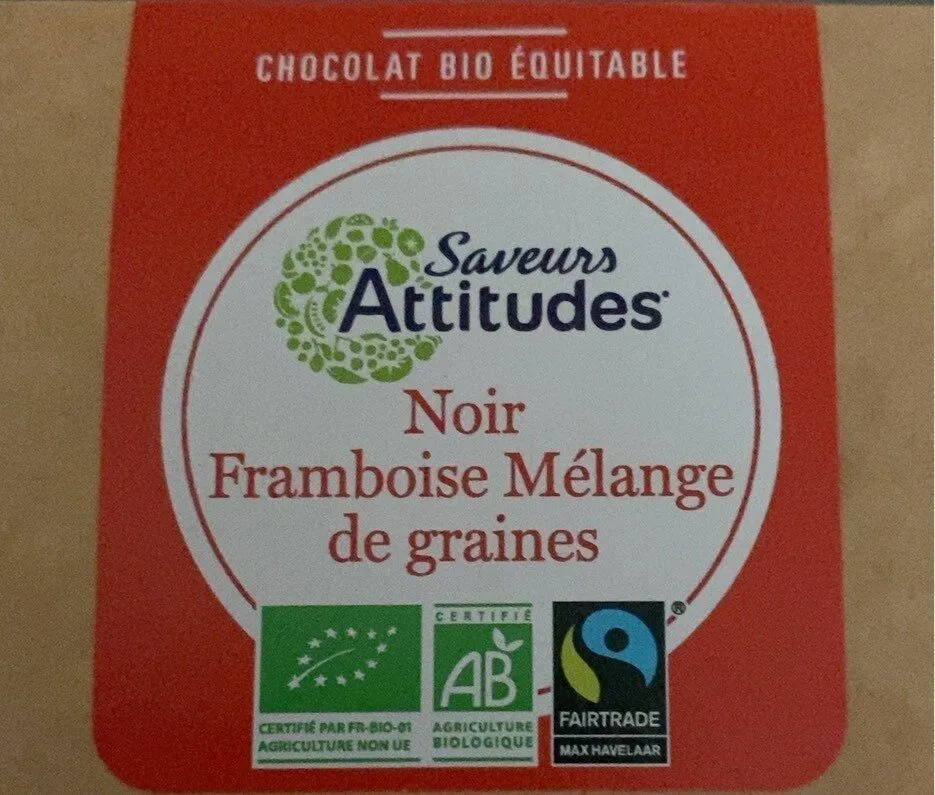 Chocolat bio equitable noir framboise melange de graines