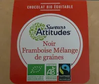 Chocolat bio equitable noir framboise melange de graines