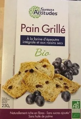 Pain Grillé à la farine d'épeautre intégrale  et aux raisins secs