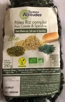 Pâtes riz complet pois cassés & spiruline