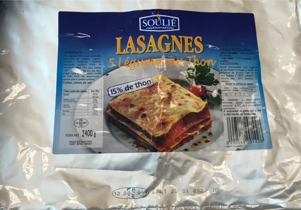 Lasagne 5 legumes au thon