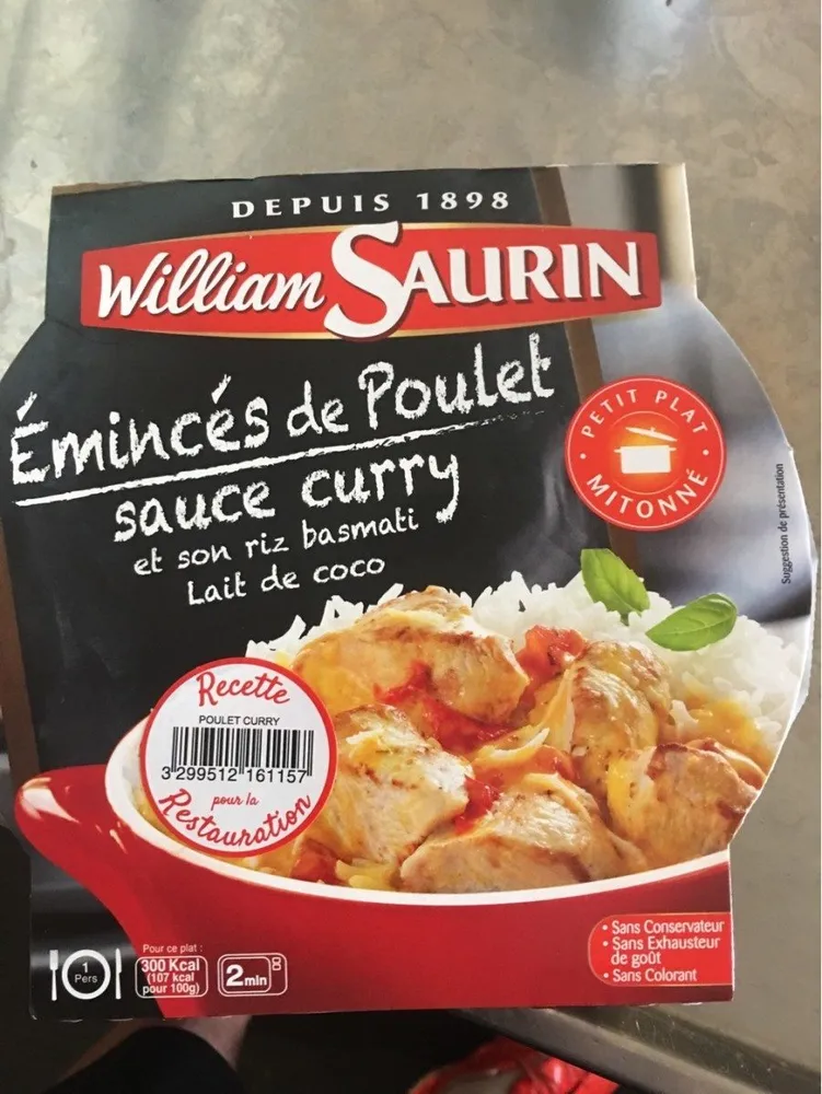 Emincé de Poulet Sauce Curry et Son Riz Basmati