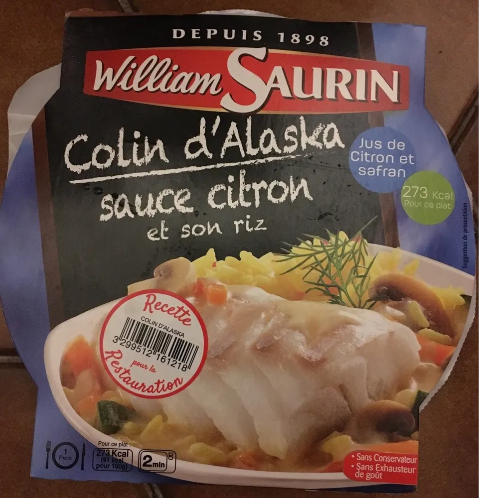 Colin D'Alaska Sauce Citron Et Riz Safrané