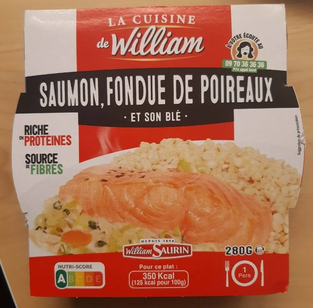 Saumon, fondue de poireaux et son blé