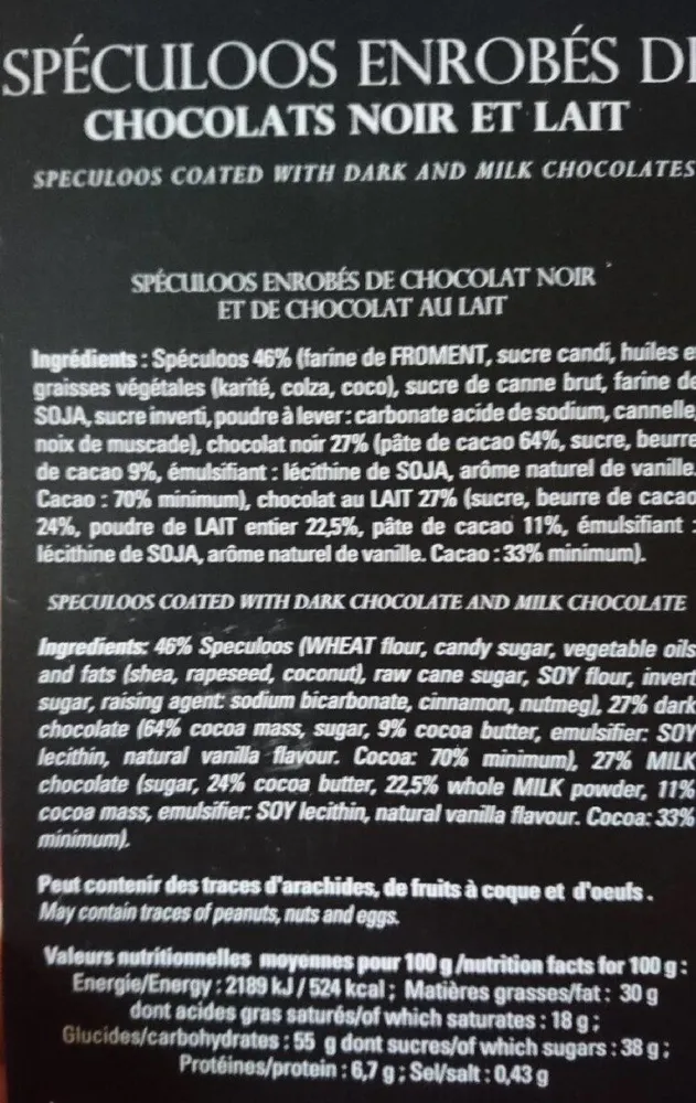 Speculos enrobés de chocolats noir et lait