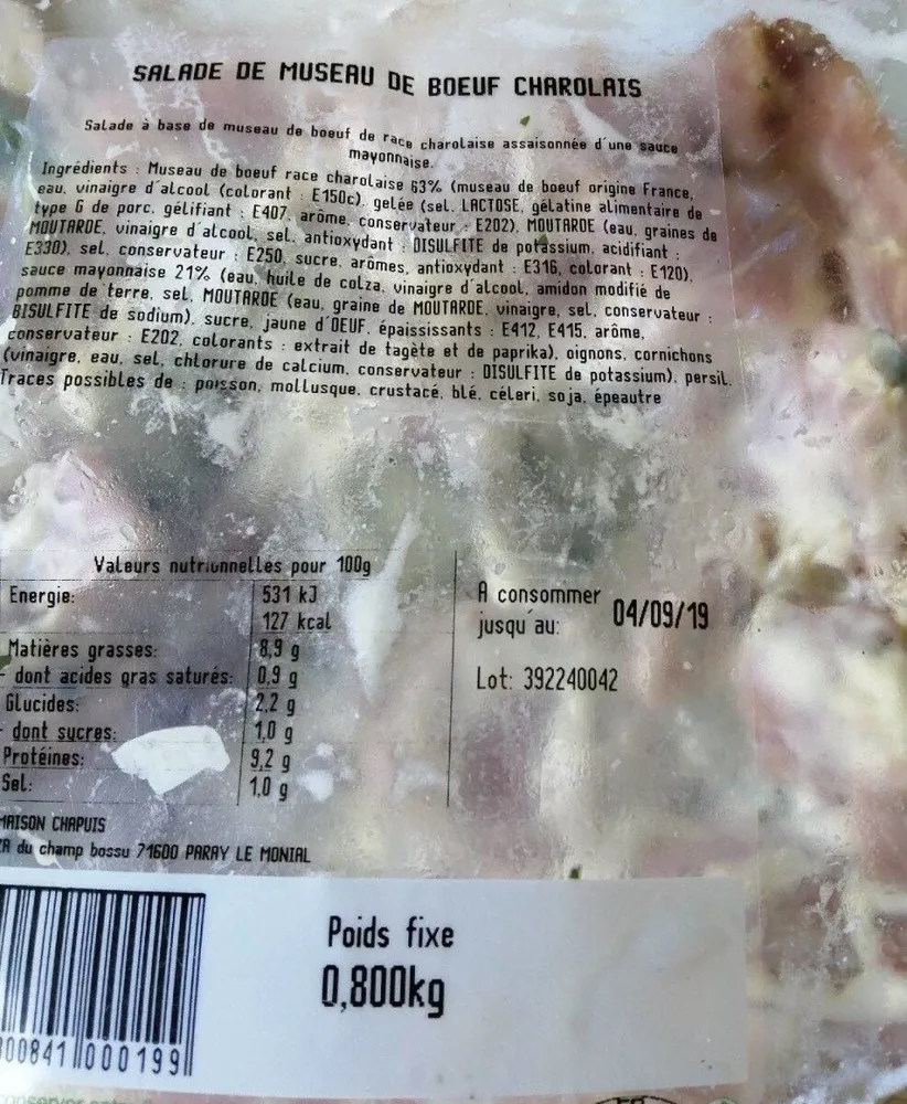 Salade de museau de bœuf charolais