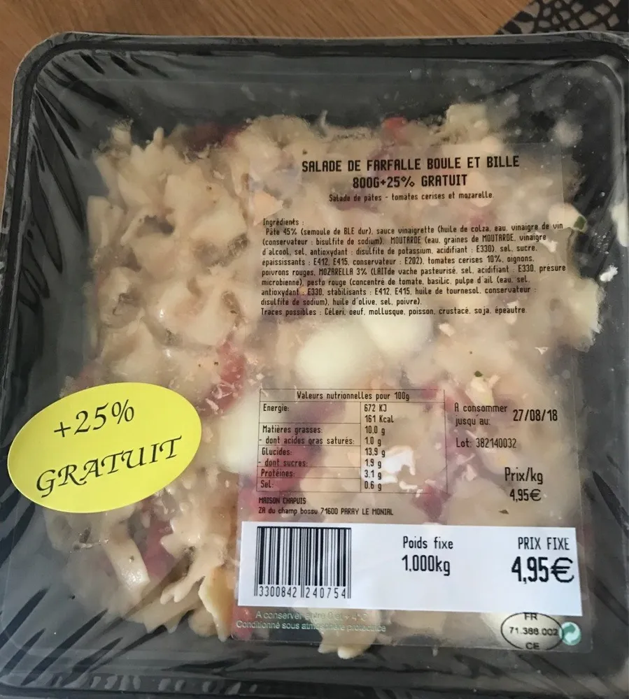 Salade de farfalle boule et bille