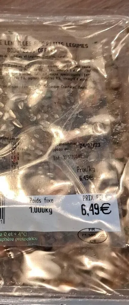 Salade de lentilles aux petits legumes
