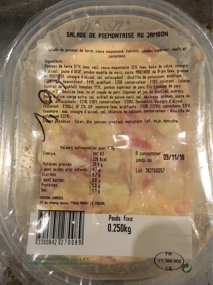 Salade piémontaise au jambon