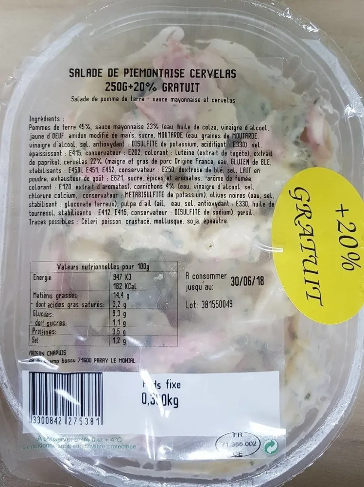 Salade piemontaise cervelas
