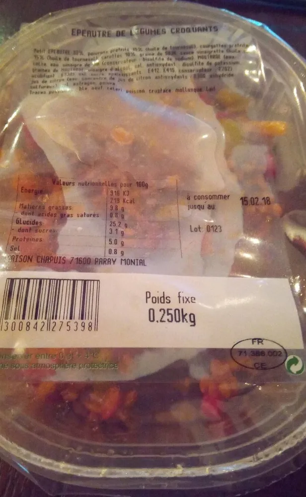 Épeautre de légumes croquants