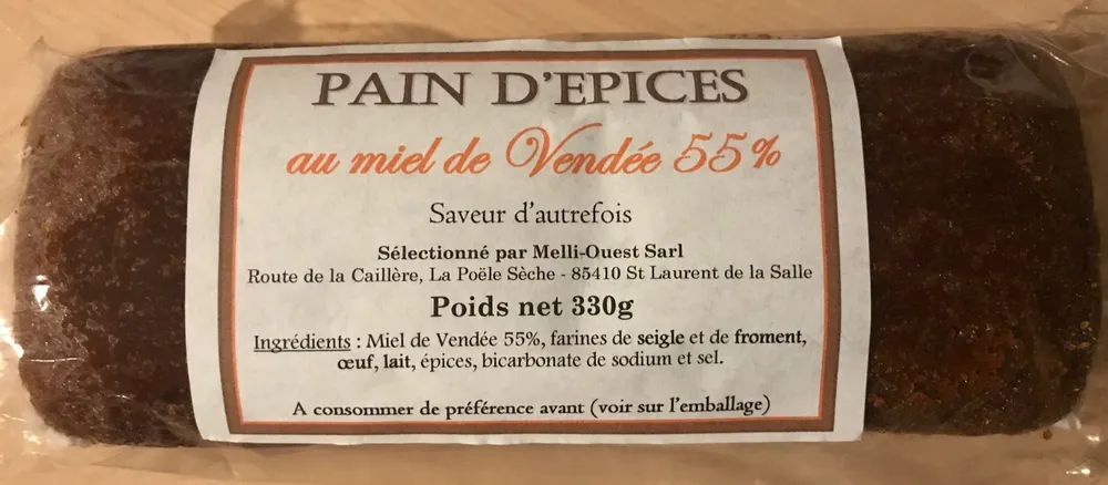 Pain d'épices au miel de vendée 55%