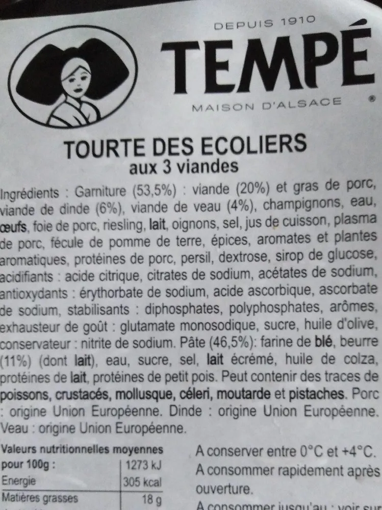 Tourte des Écoliers aux 3 Viandes