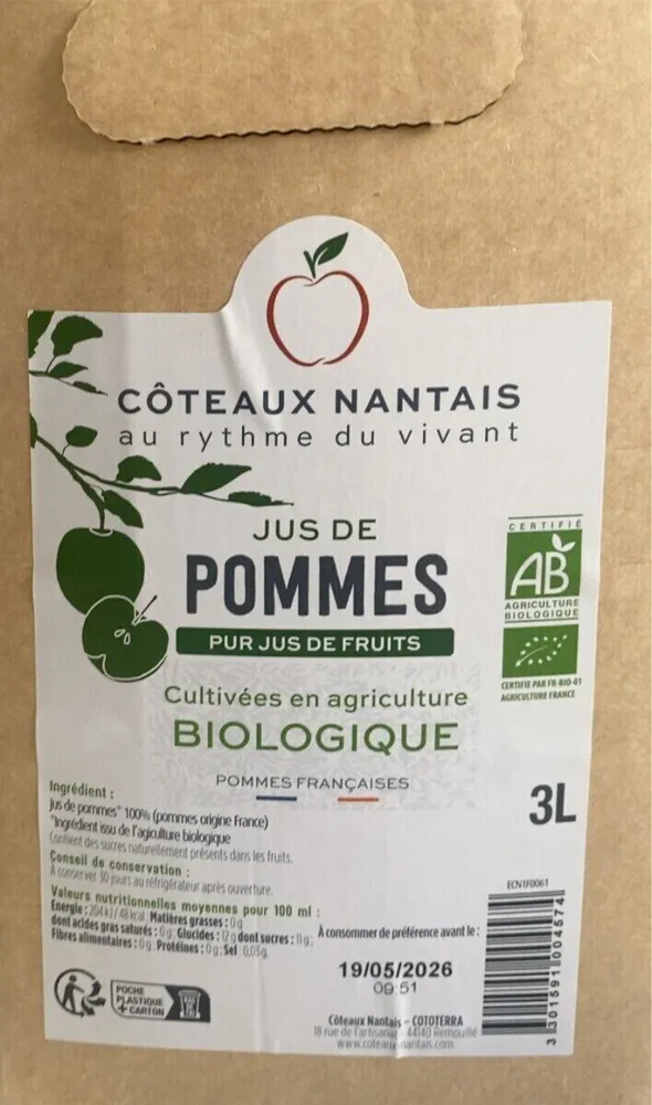JUS DE POMMES PUR JUS DE FRUITS