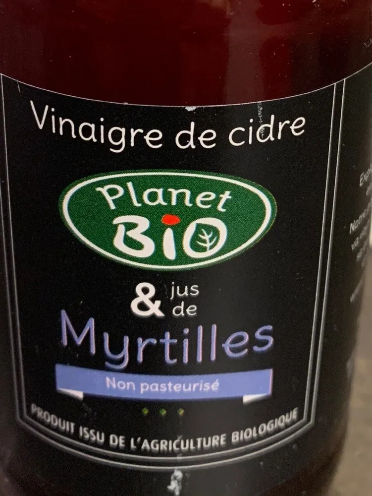 Vinaigre de cidre jus de myrtilles