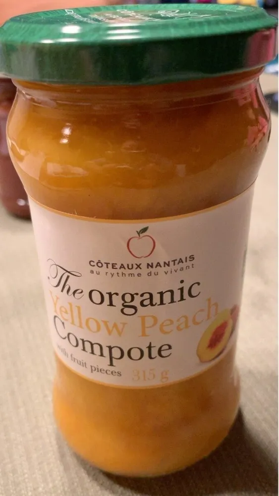 The organic yellow peach compote