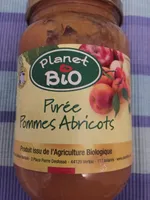 Purée de fruits bio pommes abricots PLANET BIO, bocal de