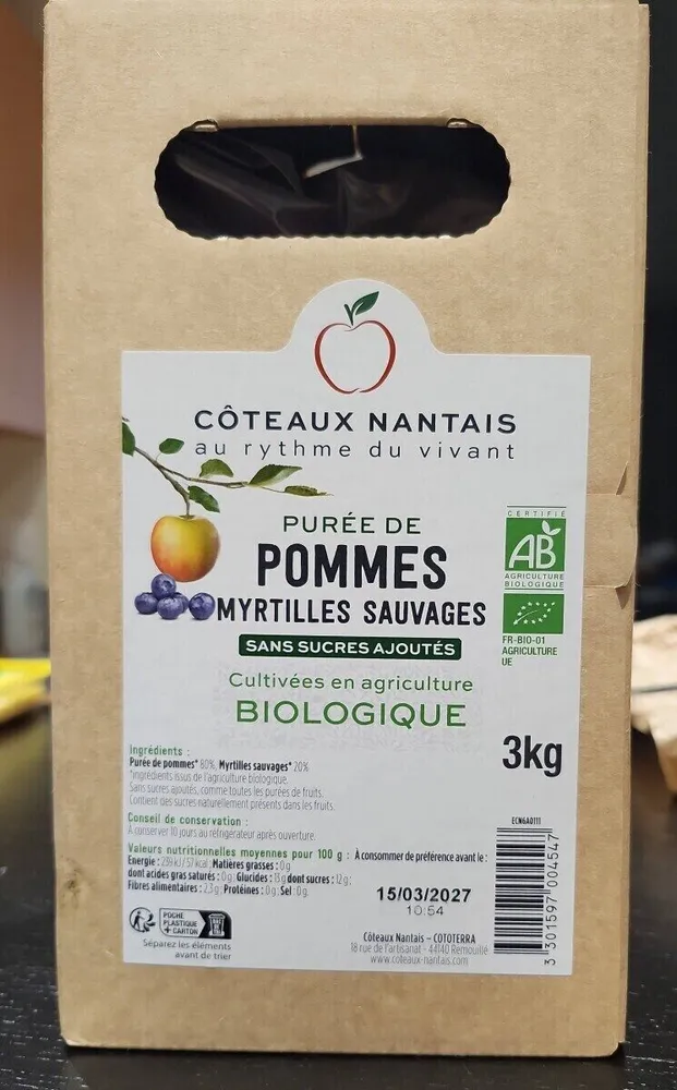Purée pommes myrtilles