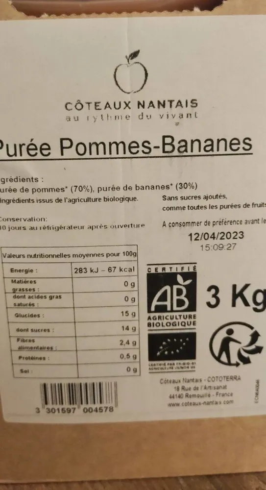 Purée Pommes Bananes
