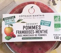 Dessert Pommes Framboises-Menthe avec morceaux de pommes