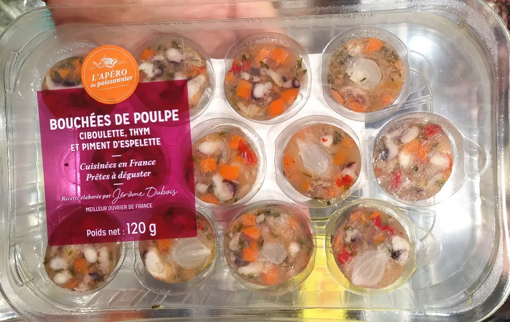 Bouchées de Poulpe, Ciboulette, Thym et Piment d'Espelette