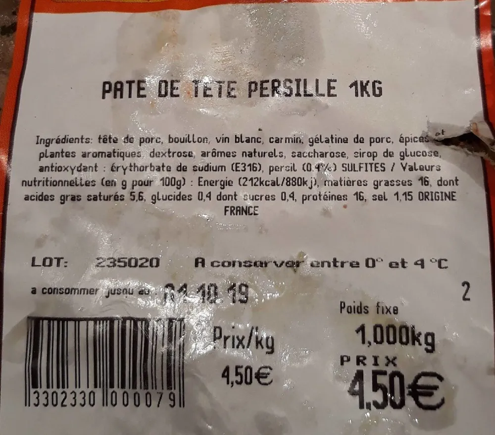 Pâté de tête persille