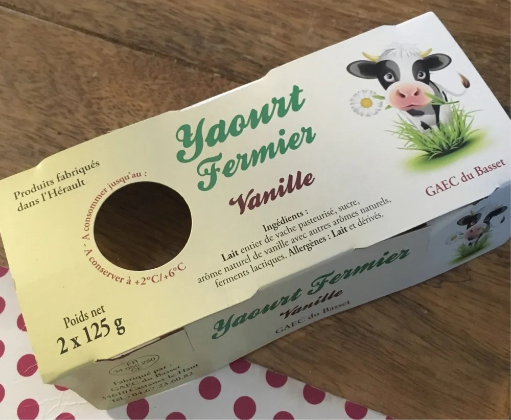 Yaourt fermier vanille