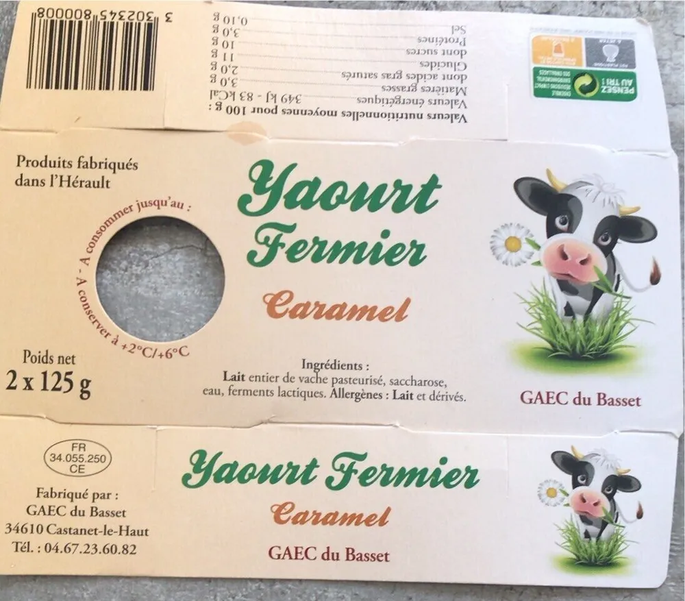 Yaourt fermier Caramel
