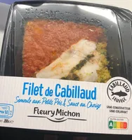 Filet de Cabillaud semoule, petits pois et sauce chorizo