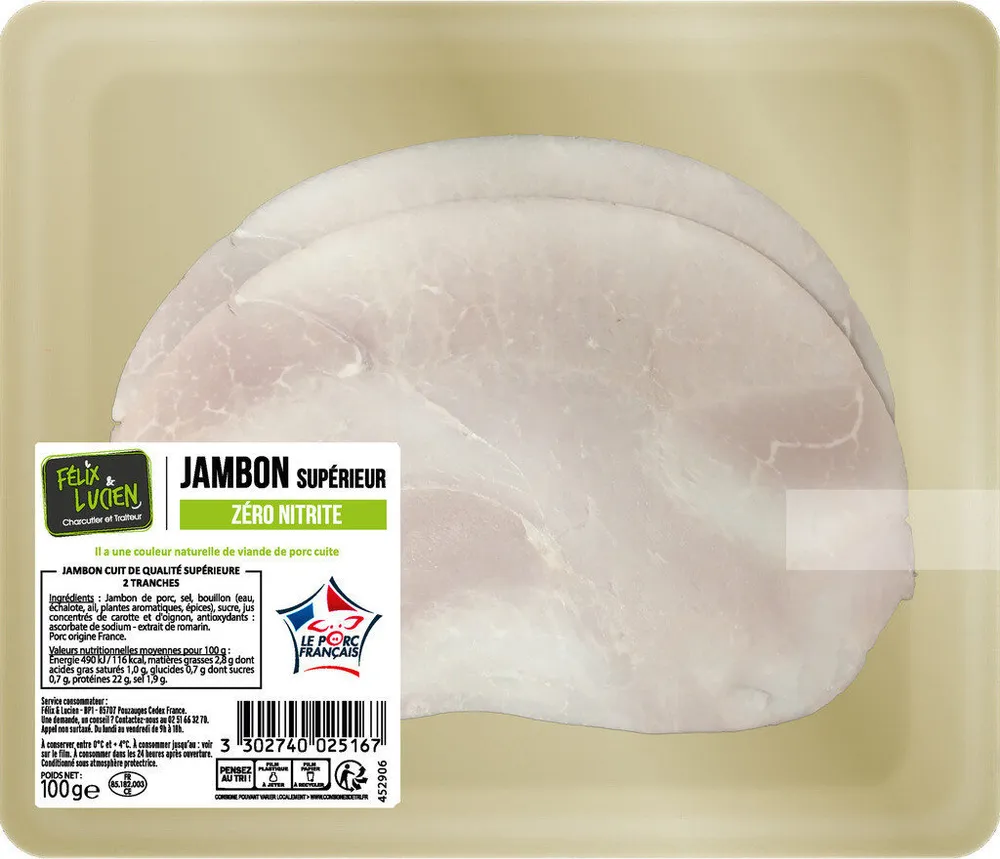 Jambon de porc Zéro Nitrite