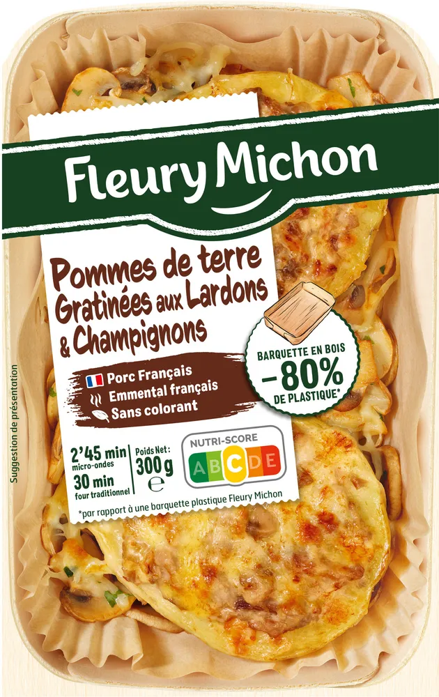 Pommes de terre gratinées aux lardons et champignons