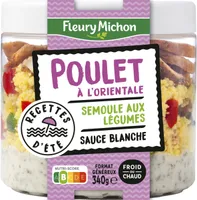 Poulet à l'orientale semoule aux légumes sauce blanche