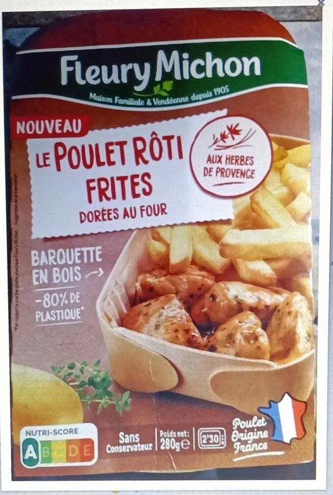 Poulet rôti frites dorées au four