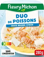 Duo de poissons riz cuisiné sauce beurre citron