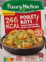 Poulet rôti écrasé de pommes de terre, brocolis